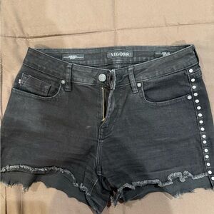 Vigoss Charcoal Jean Shorts with Studded Trim